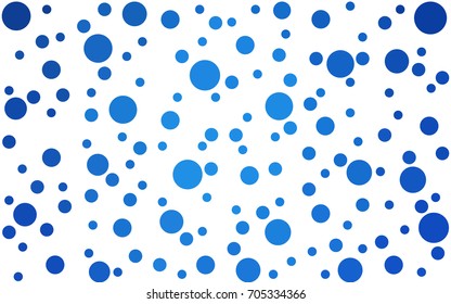 Light BLUE vector pattern with colored spheres. Geometric sample of repeating circles on white background in halftone style.