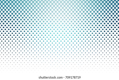 Light BLUE vector pattern with colored spheres. Geometric sample of repeating circles on white background in halftone style.