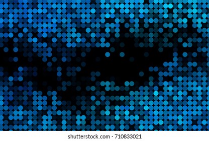 Light BLUE vector pattern with colored spheres. Geometric sample of repeating circles on white background in halftone style.