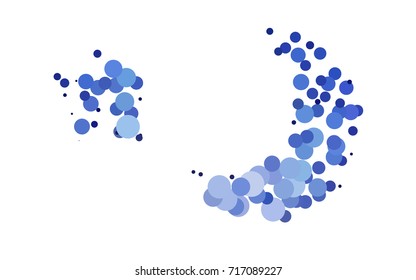 Light BLUE vector pattern with colored spheres. Geometric sample of repeating circles on white background in halftone style.