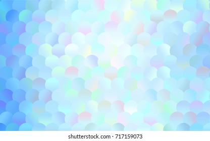 Light BLUE vector pattern with colored spheres. Geometric sample of repeating circles on white background in halftone style.