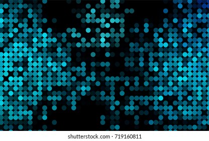 Light BLUE vector pattern with colored spheres. Geometric sample of repeating circles on white background in halftone style.