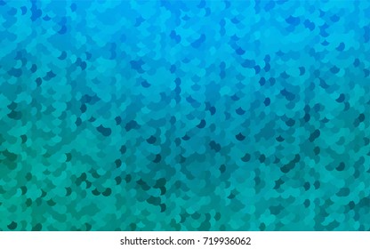 Light BLUE vector pattern with colored spheres. Geometric sample of repeating circles on white background in halftone style.