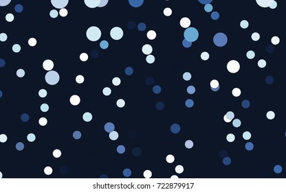Light BLUE vector pattern with colored spheres. Geometric sample of repeating circles on white background in halftone style.