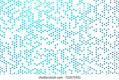 Light BLUE vector pattern with colored spheres. Geometric sample of repeating circles on white background in halftone style.