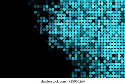 Light BLUE vector pattern with colored spheres. Geometric sample of repeating circles on white background in halftone style.