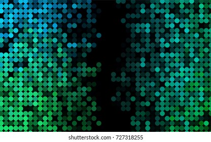 Light BLUE vector pattern with colored spheres. Geometric sample of repeating circles on white background in halftone style.