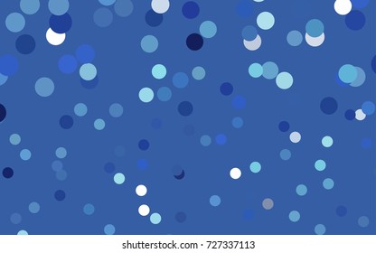 Light BLUE vector pattern with colored spheres. Geometric sample of repeating circles on white background in halftone style.