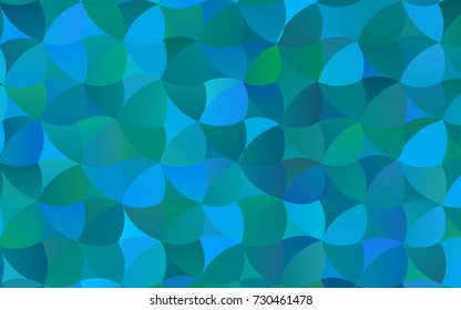 Light BLUE vector pattern with colored spheres. Geometric sample of repeating circles on white background in halftone style.