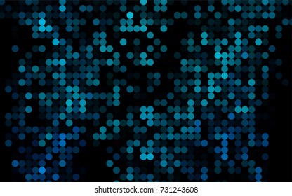 Light BLUE vector pattern with colored spheres. Geometric sample of repeating circles on white background in halftone style.