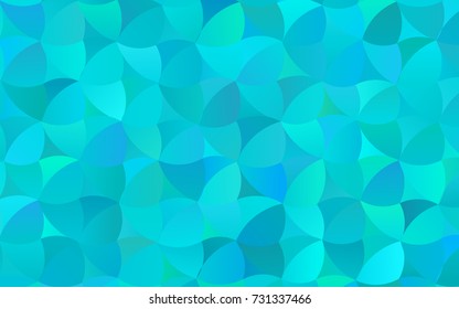 Light BLUE vector pattern with colored spheres. Geometric sample of repeating circles on white background in halftone style.