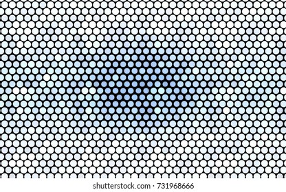 Light BLUE vector pattern with colored spheres. Geometric sample of repeating circles on white background in halftone style.
