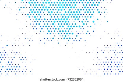 Light BLUE vector pattern with colored spheres. Geometric sample of repeating circles on white background in halftone style.