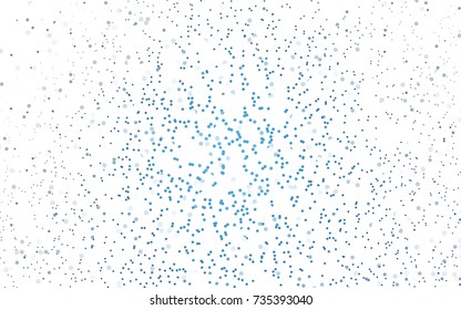 Light BLUE vector pattern with colored spheres. Geometric sample of repeating circles on white background in halftone style.