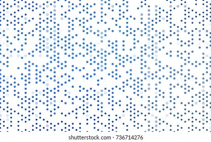 Light BLUE vector pattern with colored spheres. Geometric sample of repeating circles on white background in halftone style.