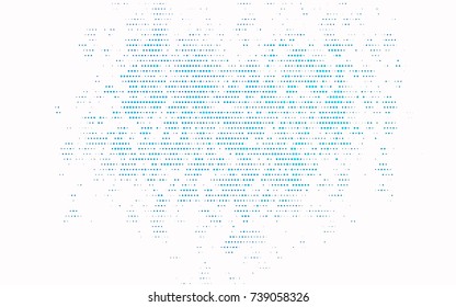Light BLUE vector pattern with colored spheres. Geometric sample of repeating circles on white background in halftone style.