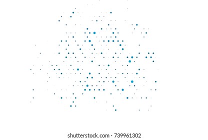 Light BLUE vector pattern with colored spheres. Geometric sample of repeating circles on white background in halftone style.