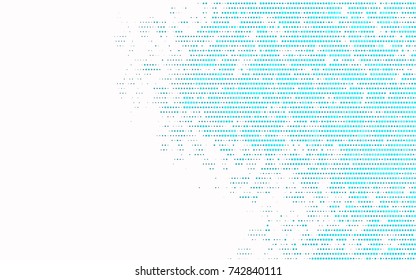 Light BLUE vector pattern with colored spheres. Geometric sample of repeating circles on white background in halftone style.