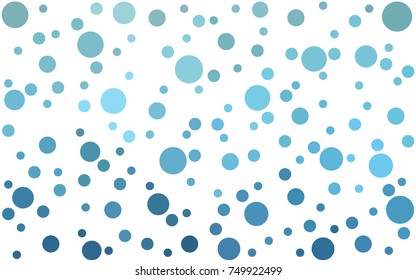 Light BLUE vector pattern with colored spheres. Geometric sample of repeating circles on white background in halftone style.