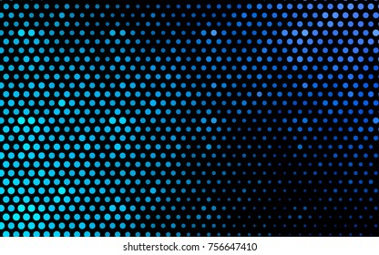 Light BLUE vector pattern with colored spheres. Geometric sample of repeating circles on white background in halftone style.