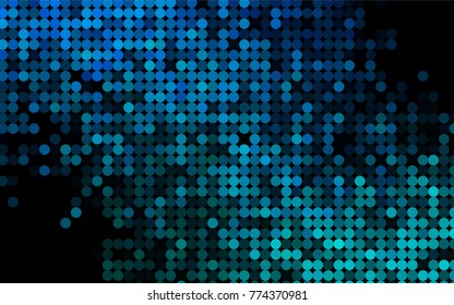 Light BLUE vector pattern with colored spheres. Geometric sample of repeating circles on white background in halftone style.