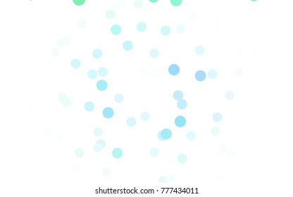 Light BLUE vector pattern with colored spheres. Geometric sample of repeating circles on white background in halftone style.