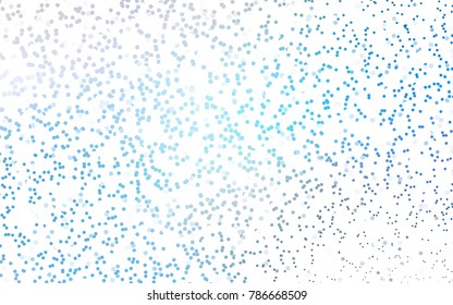 Light BLUE vector pattern with colored spheres. Geometric sample of repeating circles on white background in halftone style.