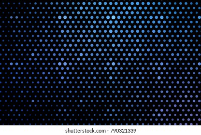Light BLUE vector pattern with colored spheres. Geometric sample of repeating circles on white background in halftone style.