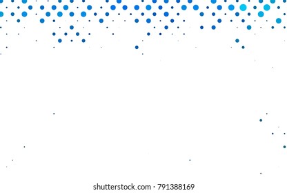 Light BLUE vector pattern with colored spheres. Geometric sample of repeating circles on white background in halftone style.