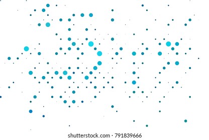 Light BLUE vector pattern with colored spheres. Geometric sample of repeating circles on white background in halftone style.