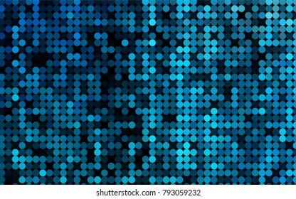 Light BLUE vector pattern with colored spheres. Geometric sample of repeating circles on white background in halftone style.