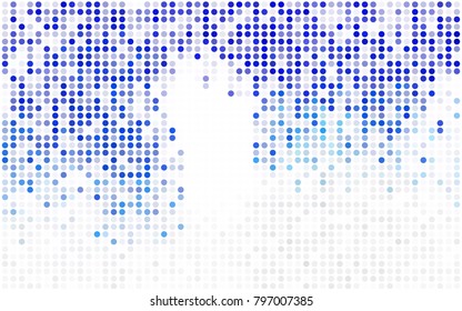 Light BLUE vector pattern with colored spheres. Geometric sample of repeating circles on white background in halftone style.