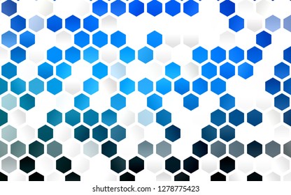 Light BLUE vector pattern with colorful hexagons. Illustration of colored hexagons on white surface. Pattern can for your ad, booklets.
