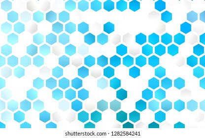 Light BLUE vector pattern with colorful hexagons. Illustration with set of colorful hexagons. Pattern can for your ad, booklets.