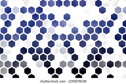 Light BLUE vector pattern with colorful hexagons. Illustration of colored hexagons on white surface. Pattern can be used for landing pages.