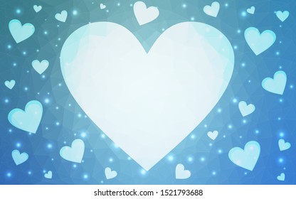 Light BLUE vector  pattern with colorful hearts. Illustration with hearts in love concept for valentine's day. Design for your business advert of anniversary.