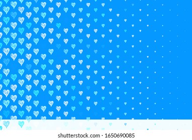 Light BLUE vector pattern with colorful hearts. Shining illustration with hearts on abstract template. Design for a business advert of anniversary.