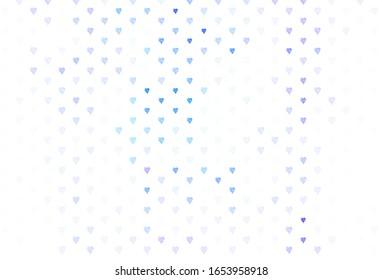 Light BLUE vector pattern with colorful hearts. Beautiful abstract hearts on colorful gradient background. Pattern for carnival, festival romantic leaflets.