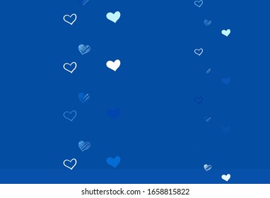 Light BLUE vector pattern with colorful hearts. Smart illustration with gradient hearts in valentine style. Design for a business advert of anniversary.