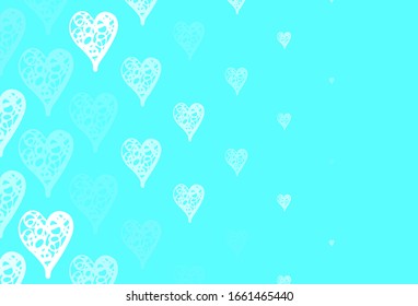 Light BLUE vector pattern with colorful hearts. Smart illustration with gradient hearts in valentine style. Design for a business advert of anniversary.