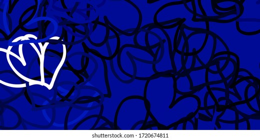 Light BLUE vector pattern with colorful hearts. Glitter abstract illustration with colorful hearts in romantic style. Pattern for carnival, festival romantic leaflets.