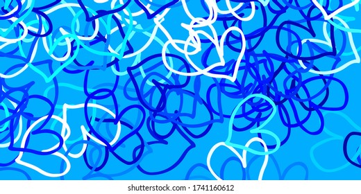 Light BLUE vector pattern with colorful hearts. Illustration with hearts in love concept for valentine's day. Design for your business advert of anniversary.