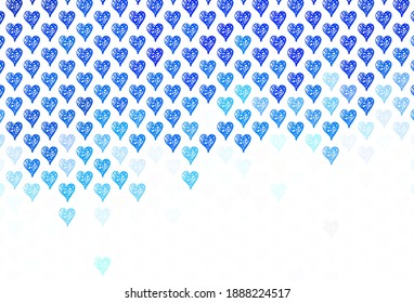 Light BLUE vector pattern with colorful hearts. Smart illustration with gradient hearts in valentine style. Design for celebrating of Valentine Day.