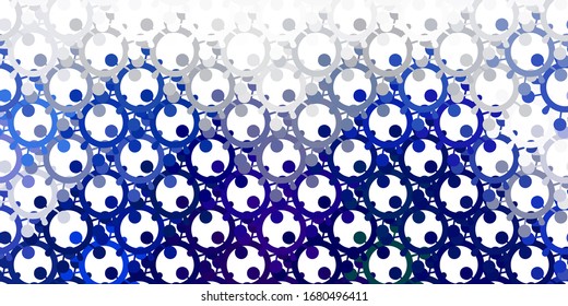 Light BLUE vector pattern with coronavirus elements. Colorful  gradient illness symbols in simple abstract style. Simple design against epidemic information.