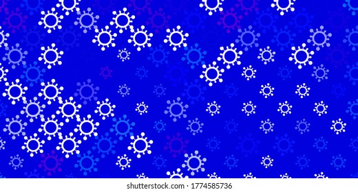 Light BLUE vector pattern with coronavirus elements. Colorful  gradient illness symbols in simple abstract style. Simple design against epidemic information.