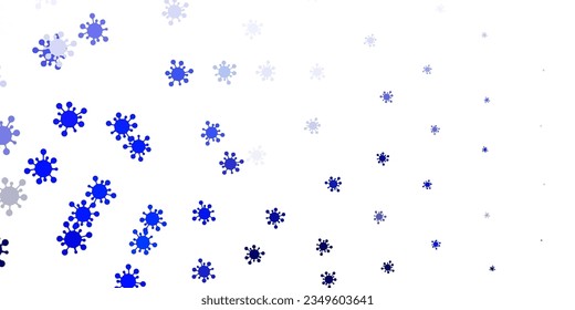 Patrón vectorial azul claro con elementos coronavirus. Ilustración inteligente con signos cómodos en estilo decorativo. Mejor diseño para eventos de cuarentena.