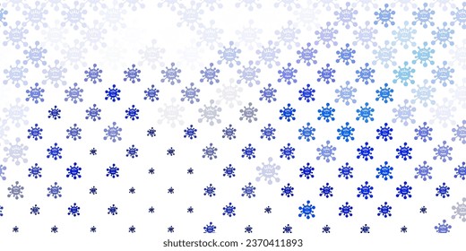 Light BLUE vector pattern with coronavirus elements. Abstract illustration with biological gradient shapes. Simple drawing against danger fever.