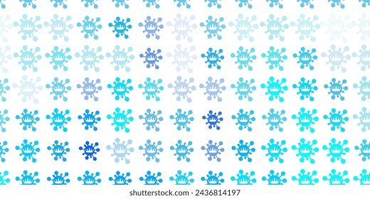 Light BLUE vector pattern with coronavirus elements. Smart illustration with covid signs in decorative style. Wallpaper for health protection.