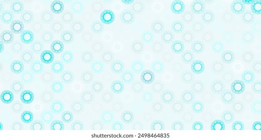 Light blue vector pattern with coronavirus elements. Smart illustration with covid signs in decorative style. Wallpaper for health protection.