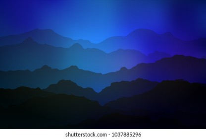 Light BLUE vector pattern with curved circles. Colorful illustration in abstract mountain style with gradient. Mountain design for your web site.